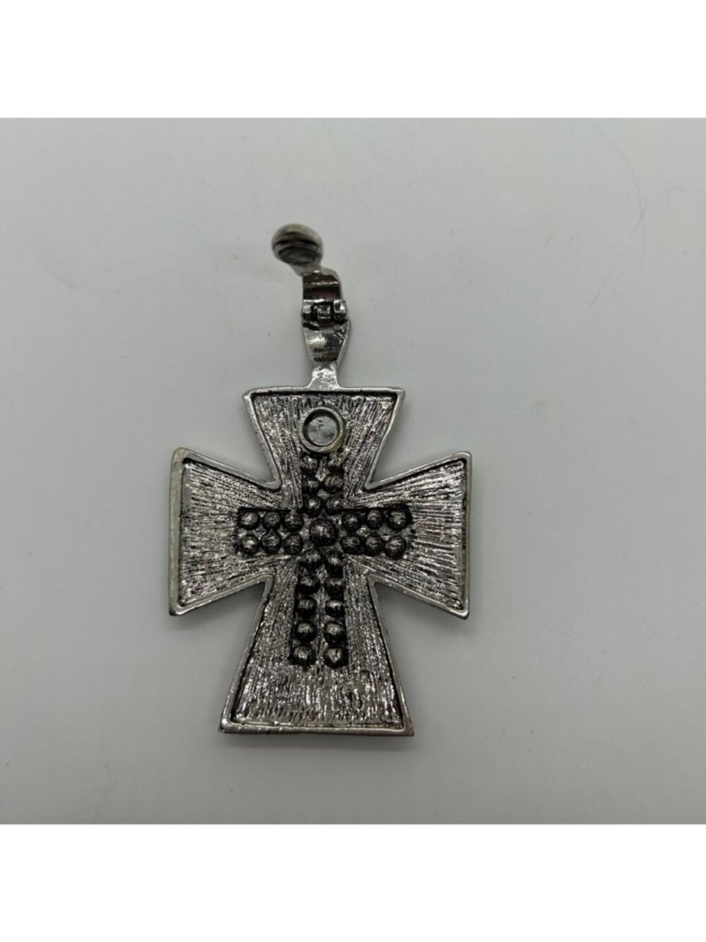 Silvertone Cross Pendant Pearl Enhancer Arurora Borealis Horseshoe Southwestern - Picture 10 of 14
